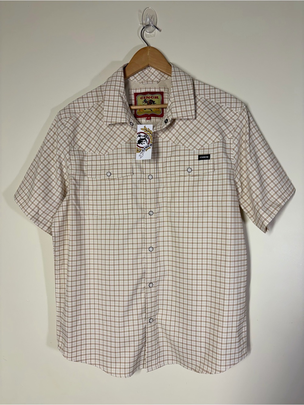 NWT Men’s Cinch Western Plaid Snap Shirt Short Sleeve Cowboy